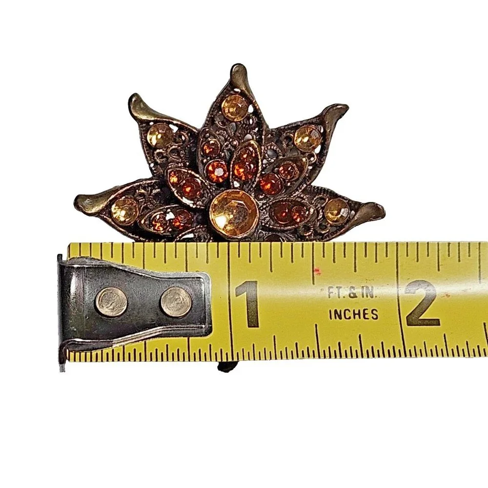 Vintage gold tone and Amber Rhinestone